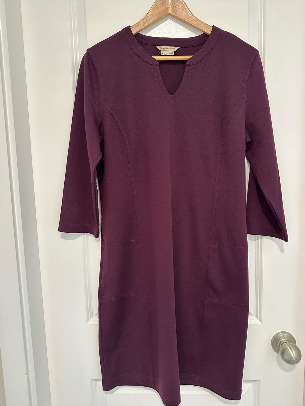 Royal Robbins Plum 3/4 Length Sleeve Shift Dress Women’s Size Large
